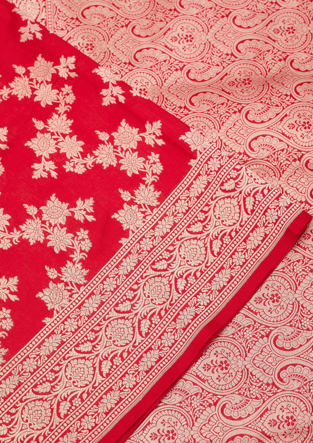 Red Zariwork Pure Silk Saree-koskii