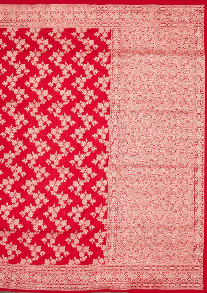 Red Zariwork Pure Silk Saree-koskii