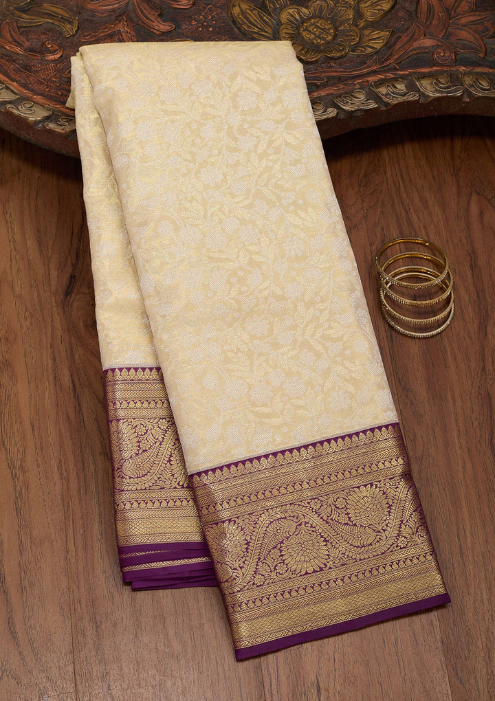 Gold Zariwork Tissue Silk Saree-Koskii