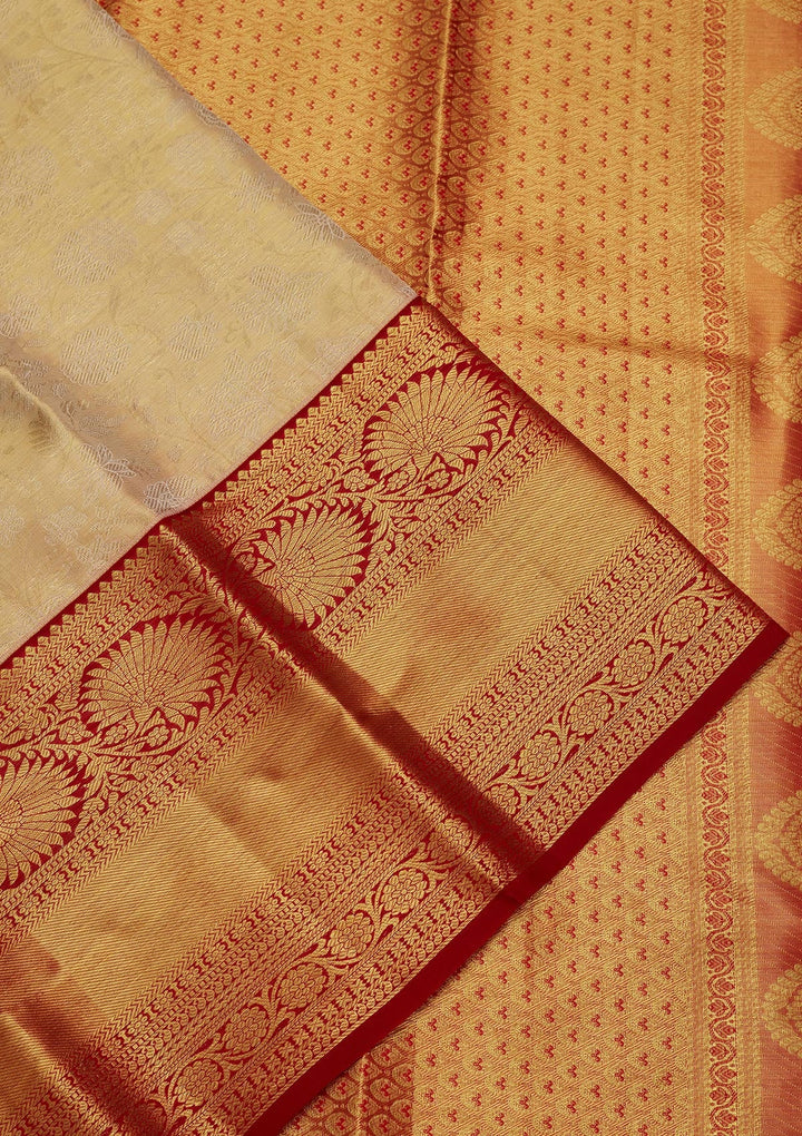 Gold Zariwork Tissue Silk Saree-Koskii