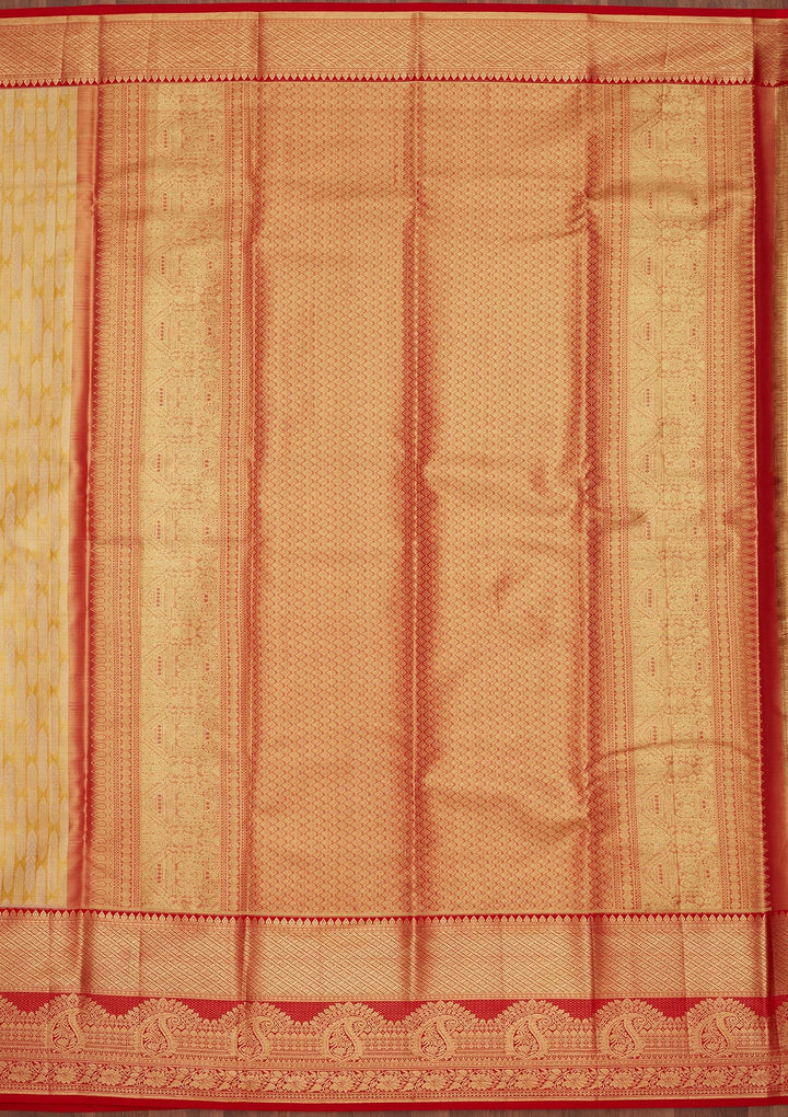 Yellow Zariwork Tissue Silk Saree-Koskii
