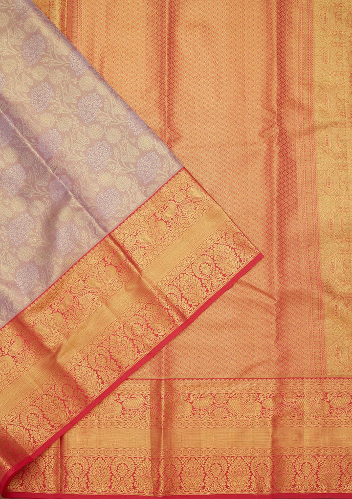Mauve Zariwork Tissue Silk Saree-Koskii
