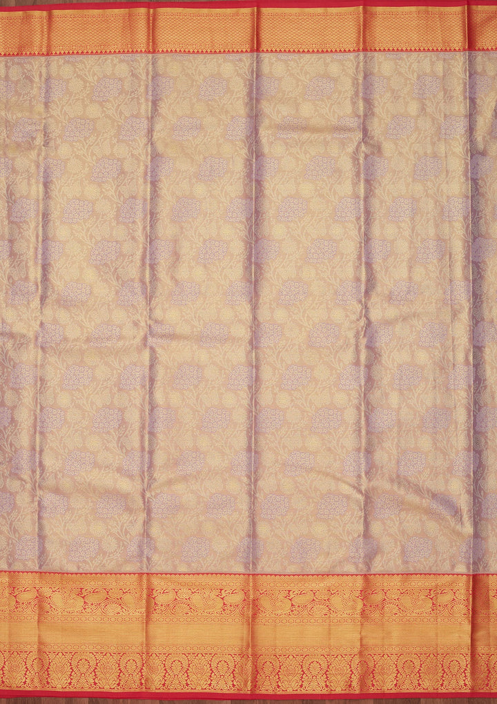 Mauve Zariwork Tissue Silk Saree-Koskii