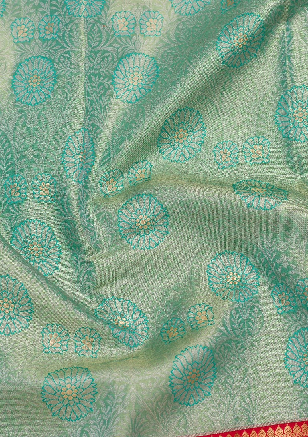 Sea Green Zariwork Tissue Silk Saree-Koskii