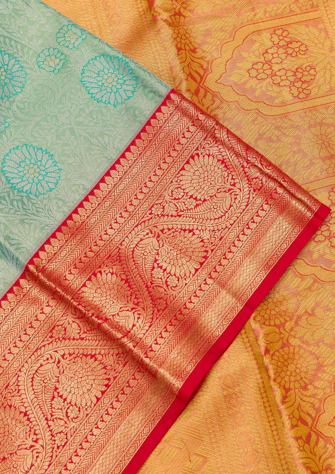 Sea Green Zariwork Tissue Silk Saree-Koskii