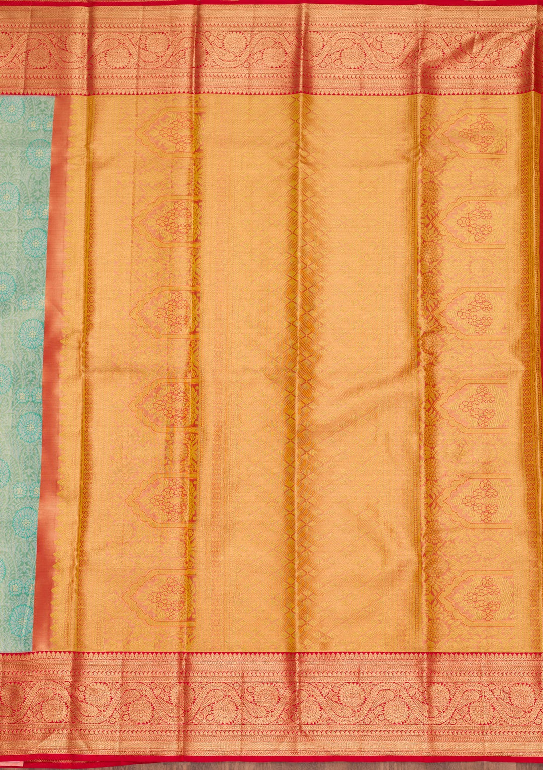 Sea Green Zariwork Tissue Silk Saree-Koskii
