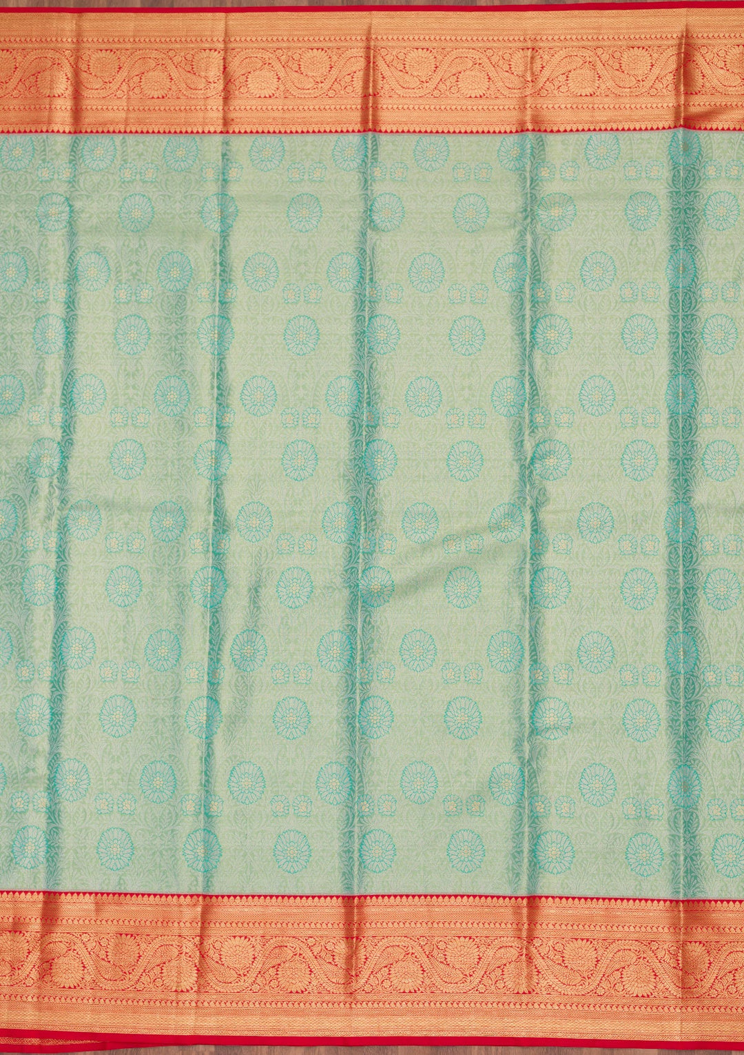 Sea Green Zariwork Tissue Silk Saree-Koskii