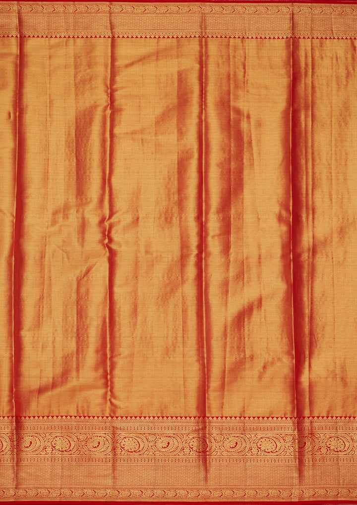 Rama Green Zariwork Tissue Silk Saree-Koskii