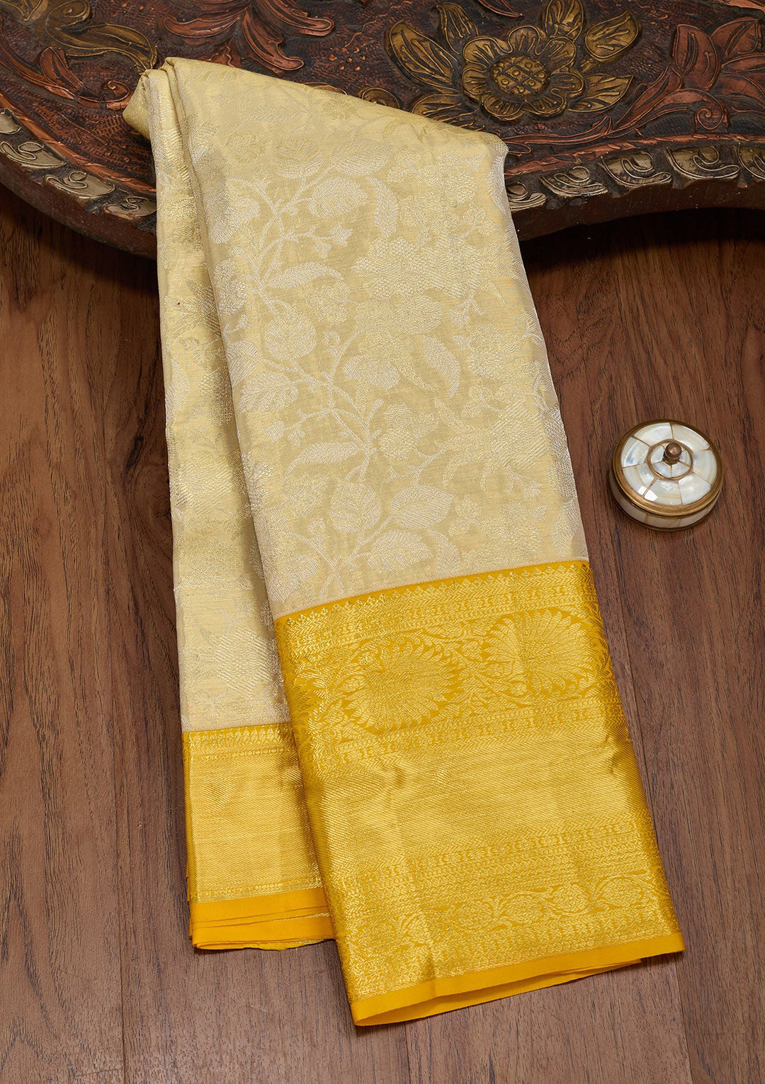 Gold Zariwork Tissue Silk Saree-Koskii