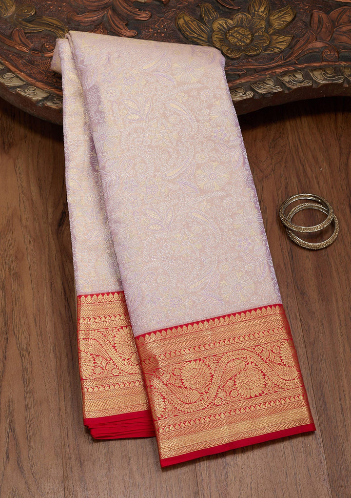 Lavender Zariwork Tissue Silk Saree-Koskii