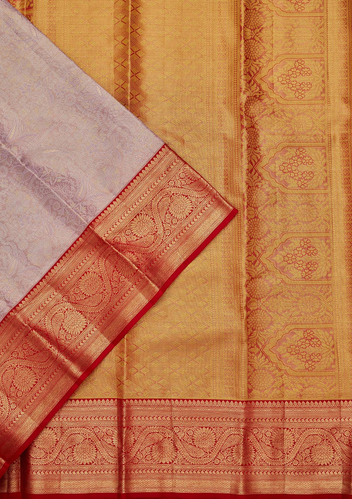 Lavender Zariwork Tissue Silk Saree-Koskii