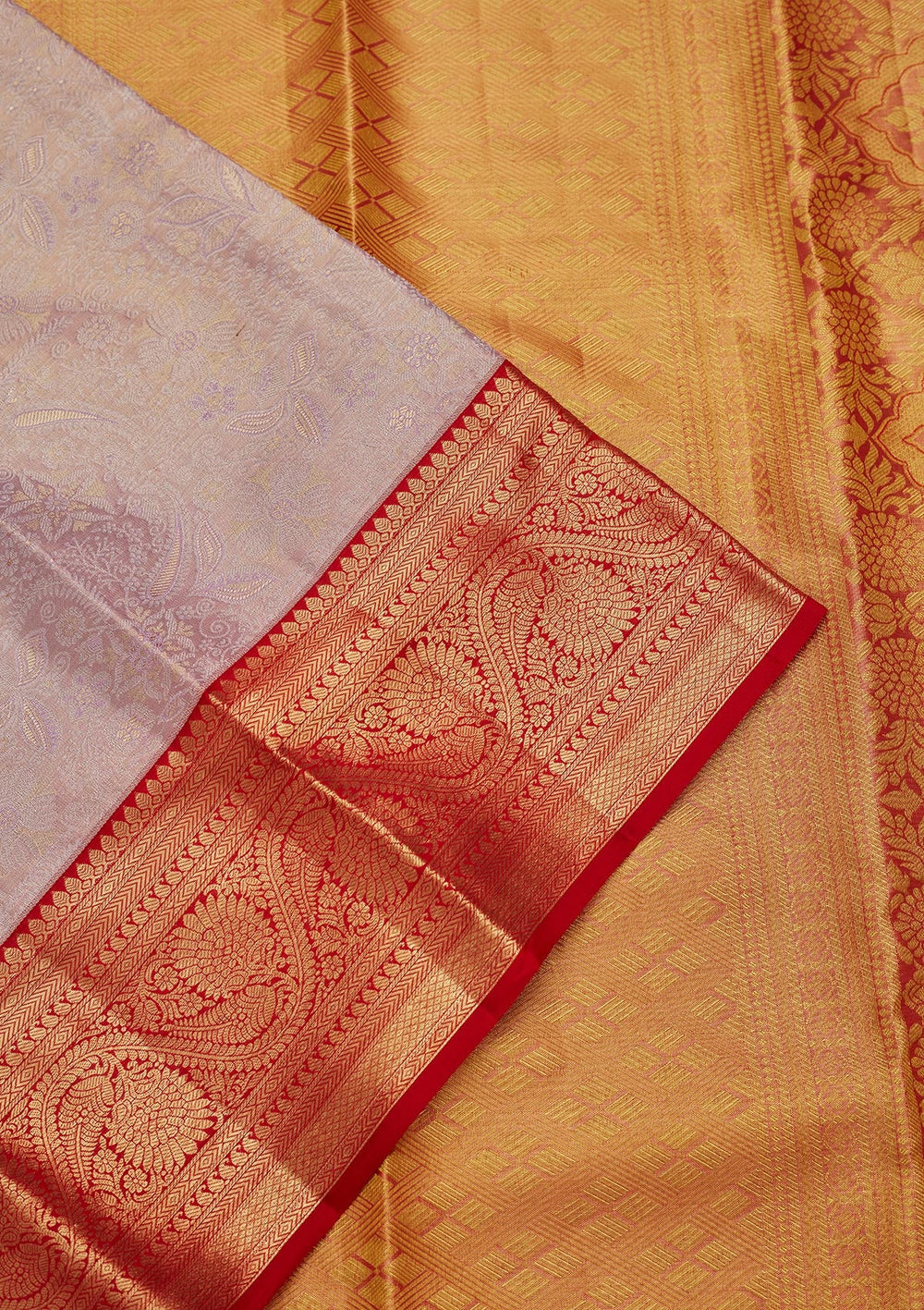 Lavender Zariwork Tissue Silk Saree-Koskii