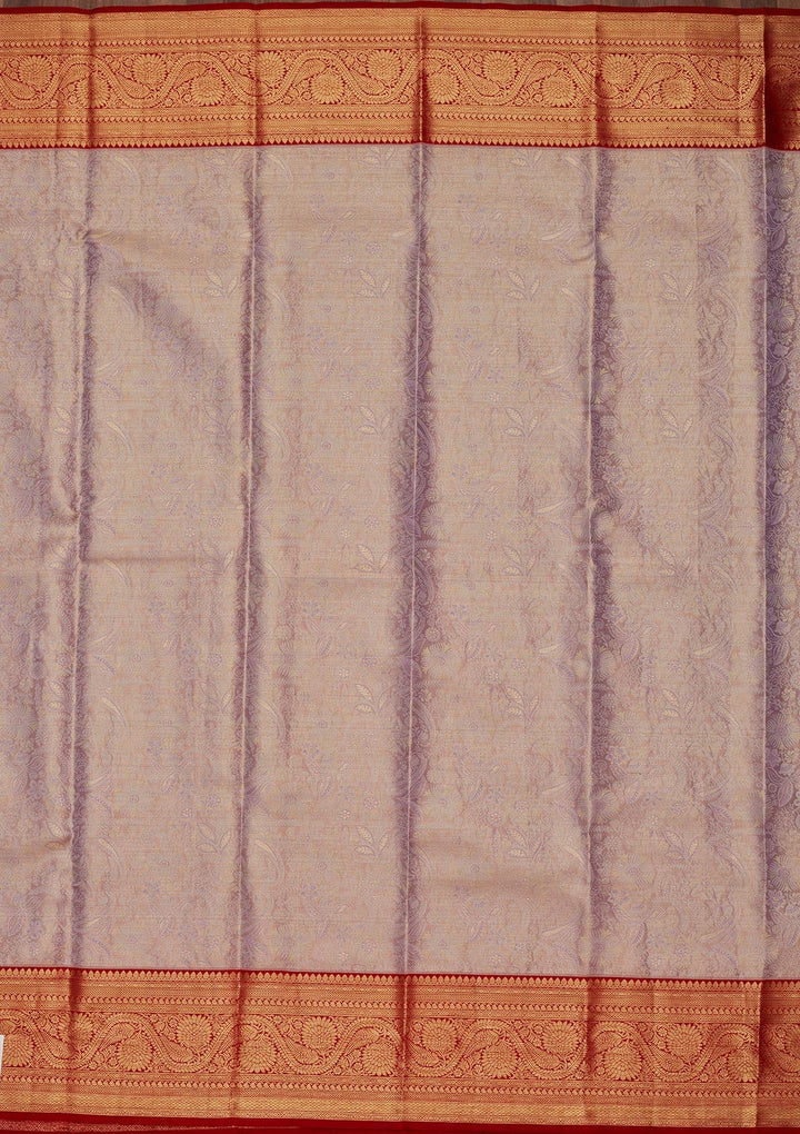 Lavender Zariwork Tissue Silk Saree-Koskii