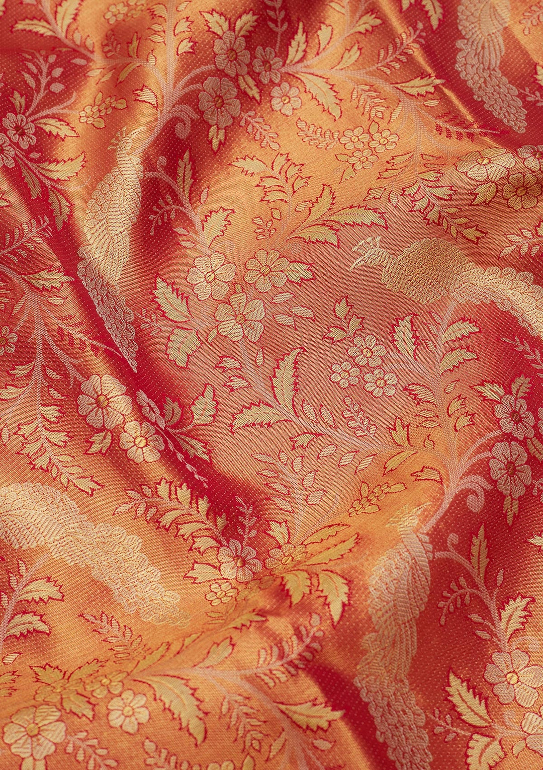 Rust Zariwork Tissue Silk Saree-Koskii