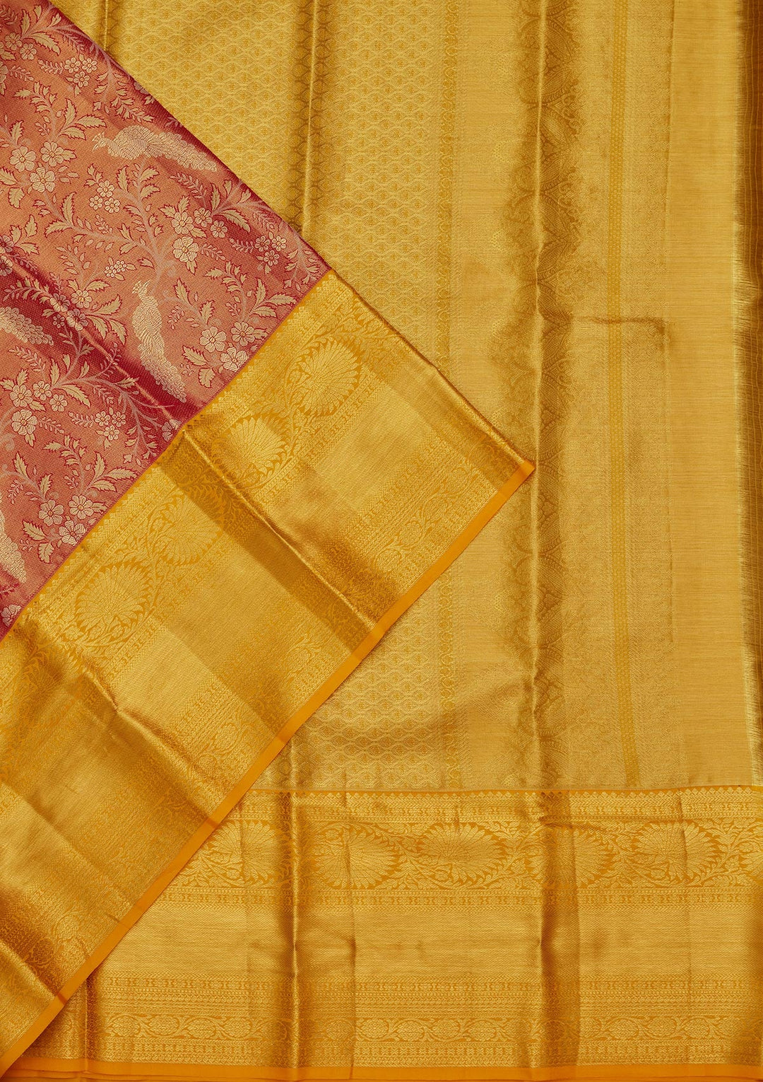 Rust Zariwork Tissue Silk Saree-Koskii