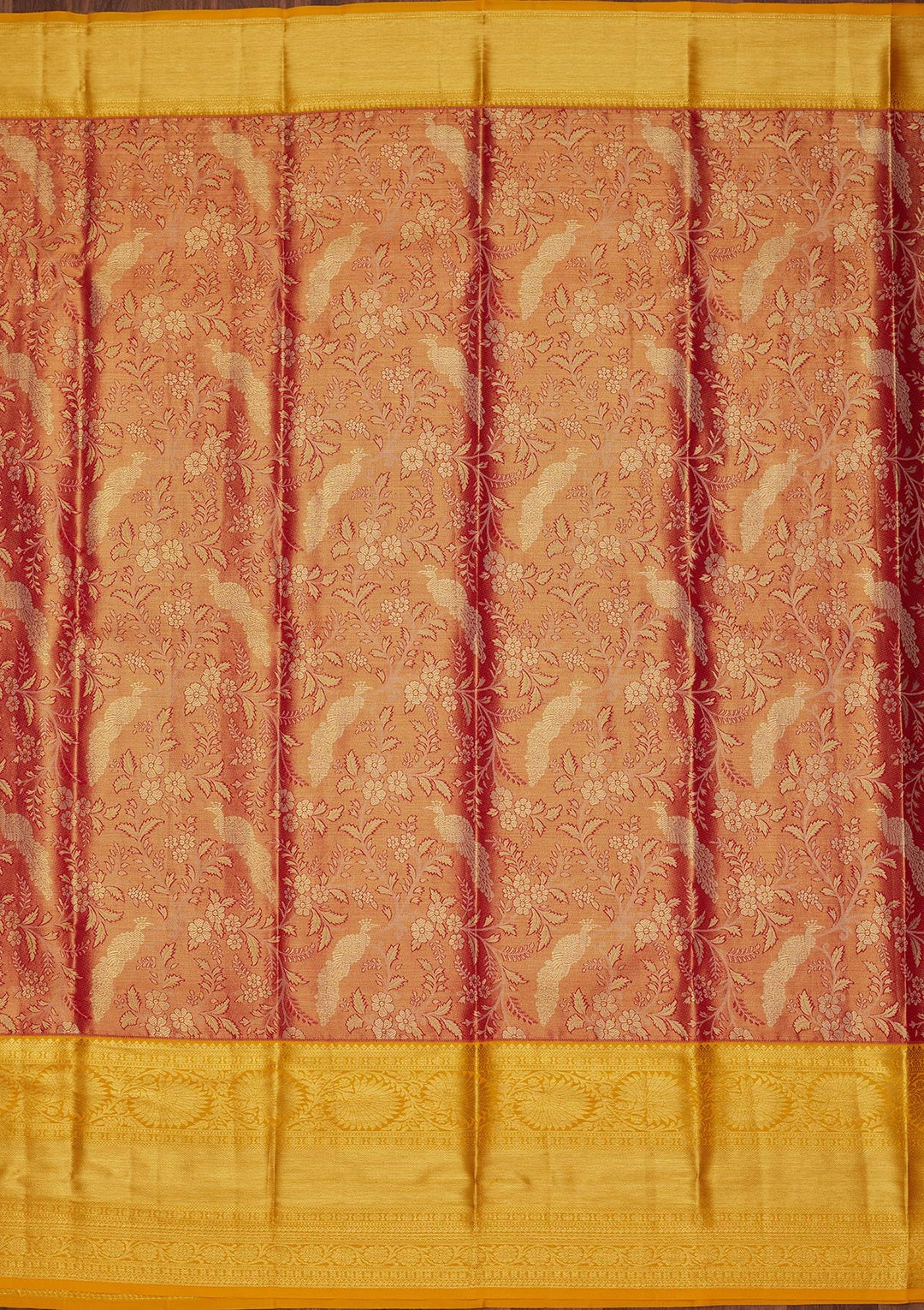 Rust Zariwork Tissue Silk Saree-Koskii