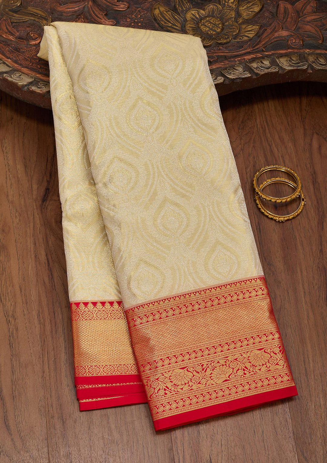 Gold Zariwork Tissue Silk Saree-Koskii