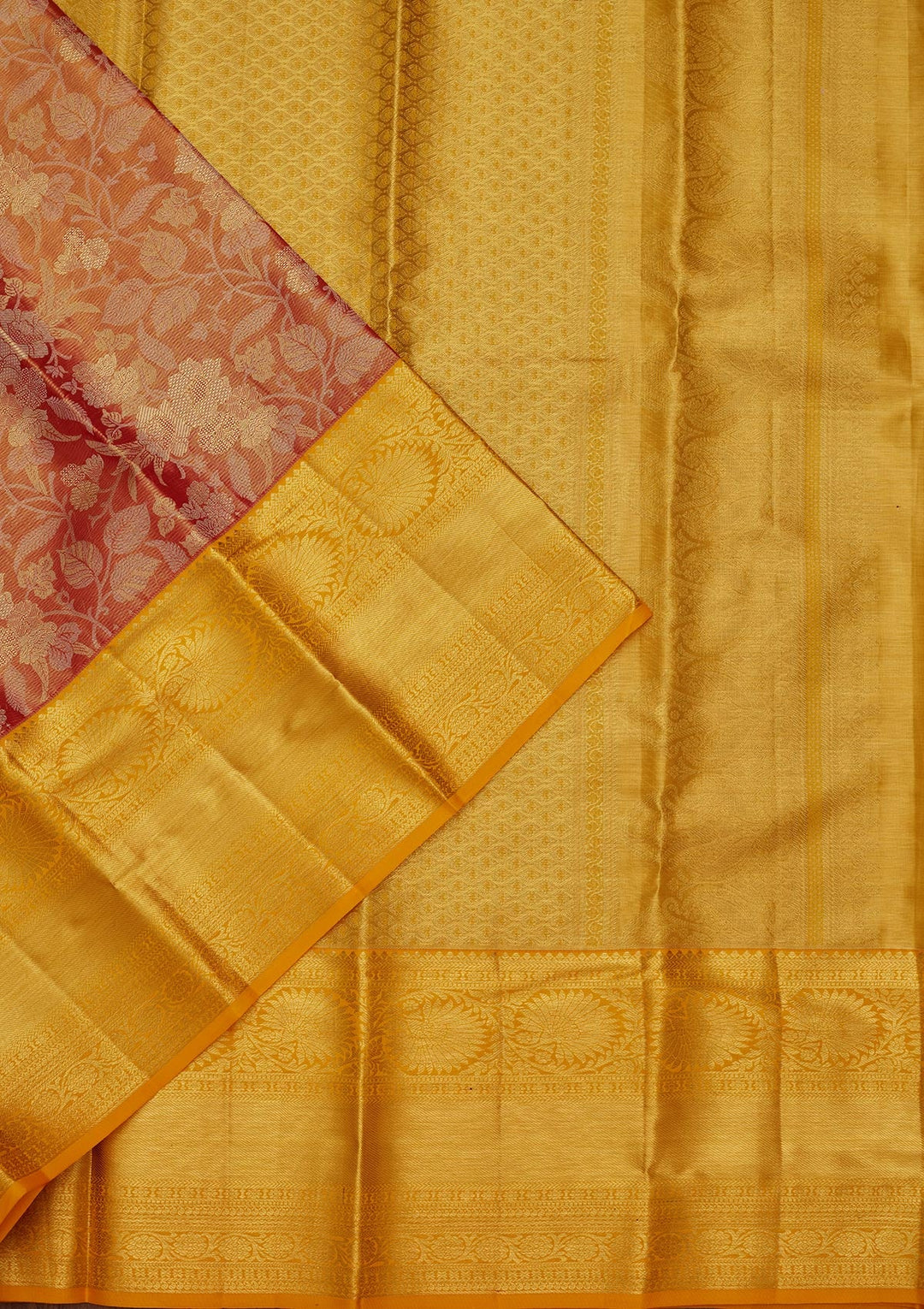 Rust Zariwork Tissue Silk Saree-Koskii