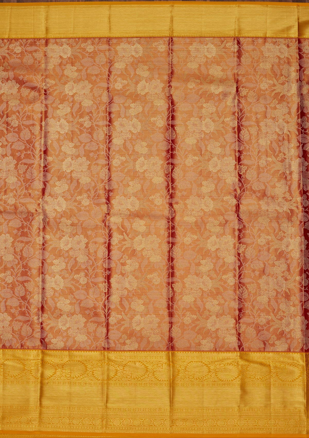 Rust Zariwork Tissue Silk Saree-Koskii