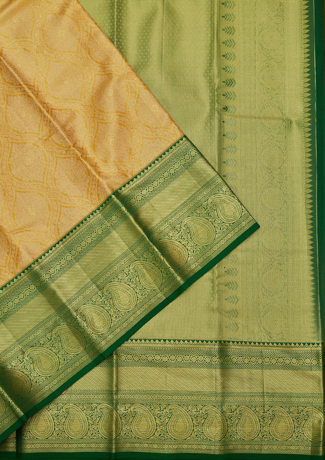 Lemon Yellow Zariwork Tissue Silk Saree-Koskii