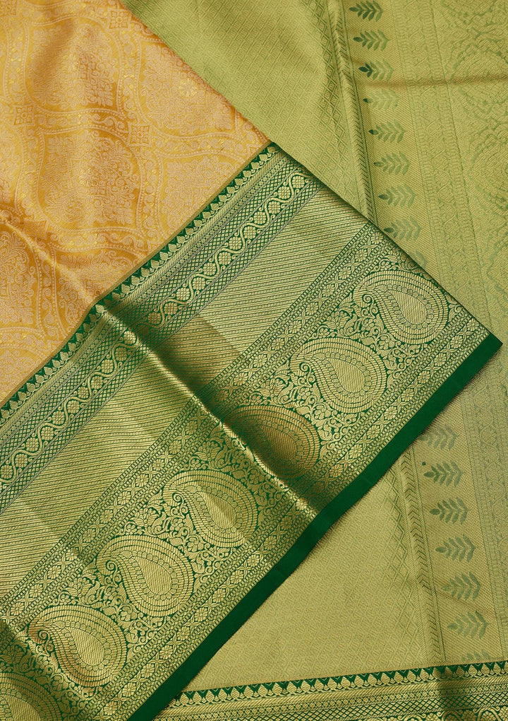 Lemon Yellow Zariwork Tissue Silk Saree-Koskii