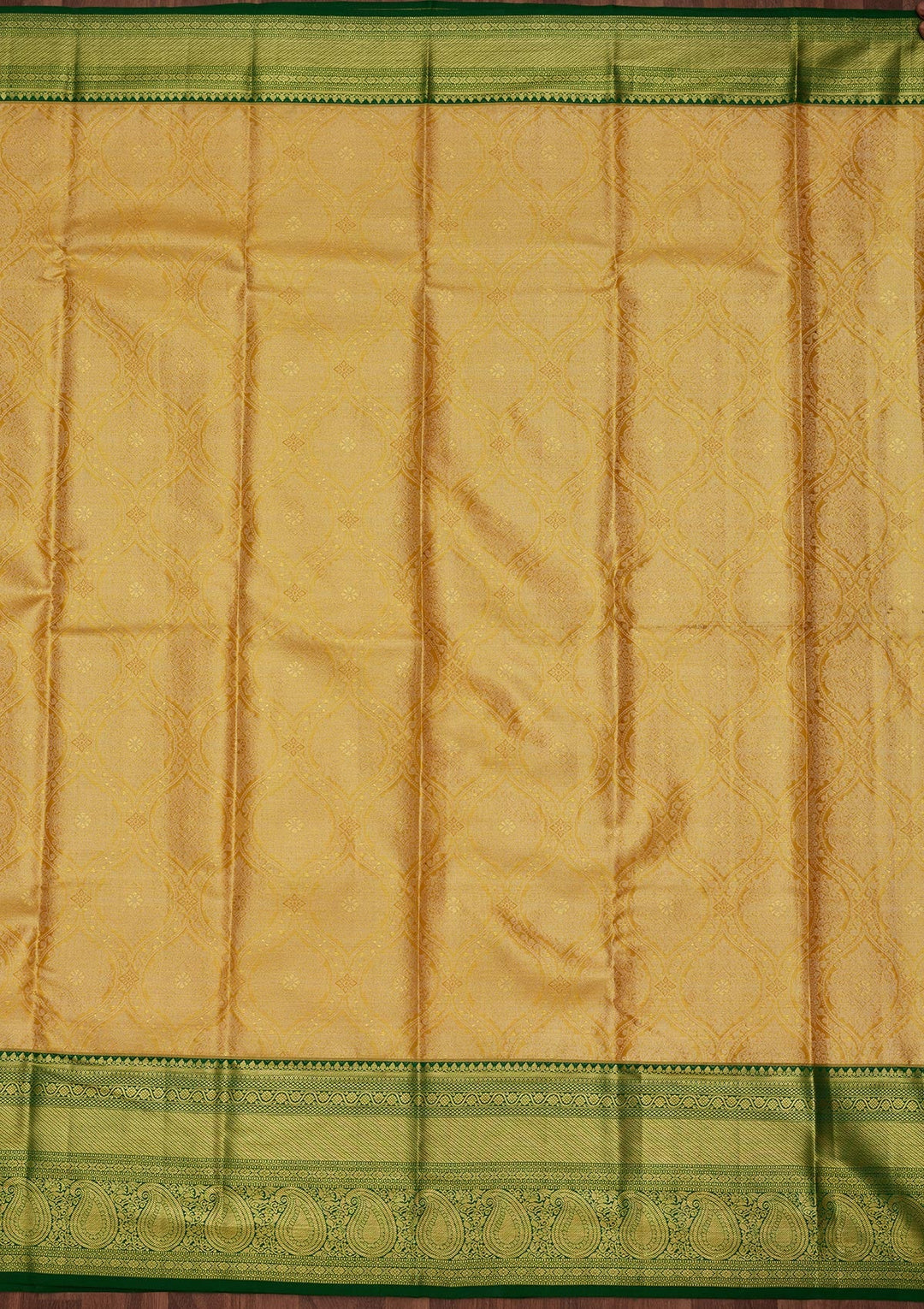 Lemon Yellow Zariwork Tissue Silk Saree-Koskii