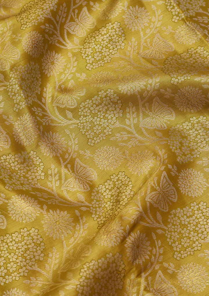 Mehendi Zariwork Tissue Silk Saree-Koskii