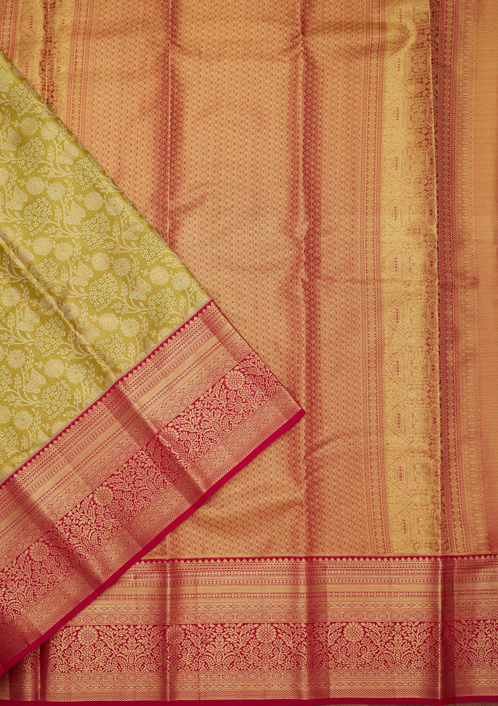 Mehendi Zariwork Tissue Silk Saree-Koskii