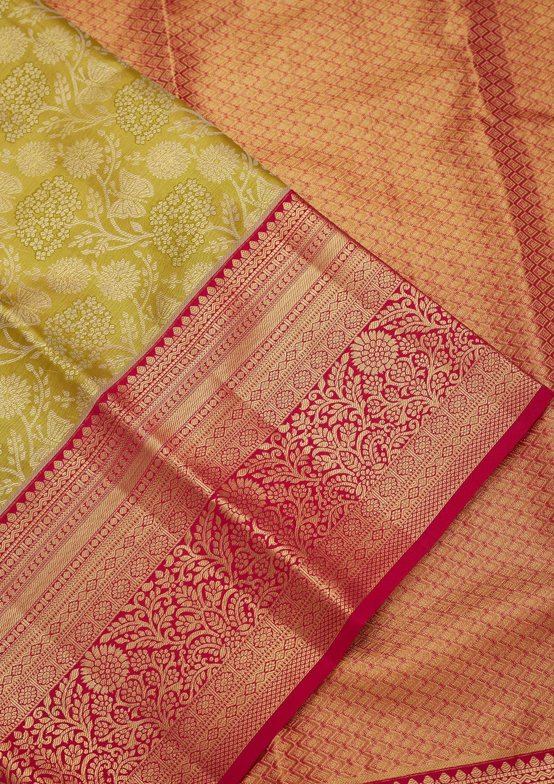 Mehendi Zariwork Tissue Silk Saree-Koskii