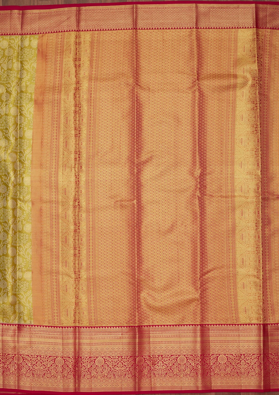Mehendi Zariwork Tissue Silk Saree-Koskii