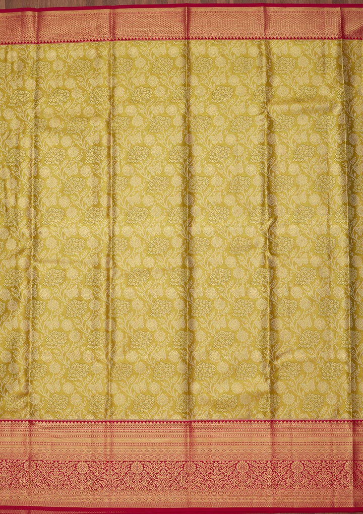 Mehendi Zariwork Tissue Silk Saree-Koskii