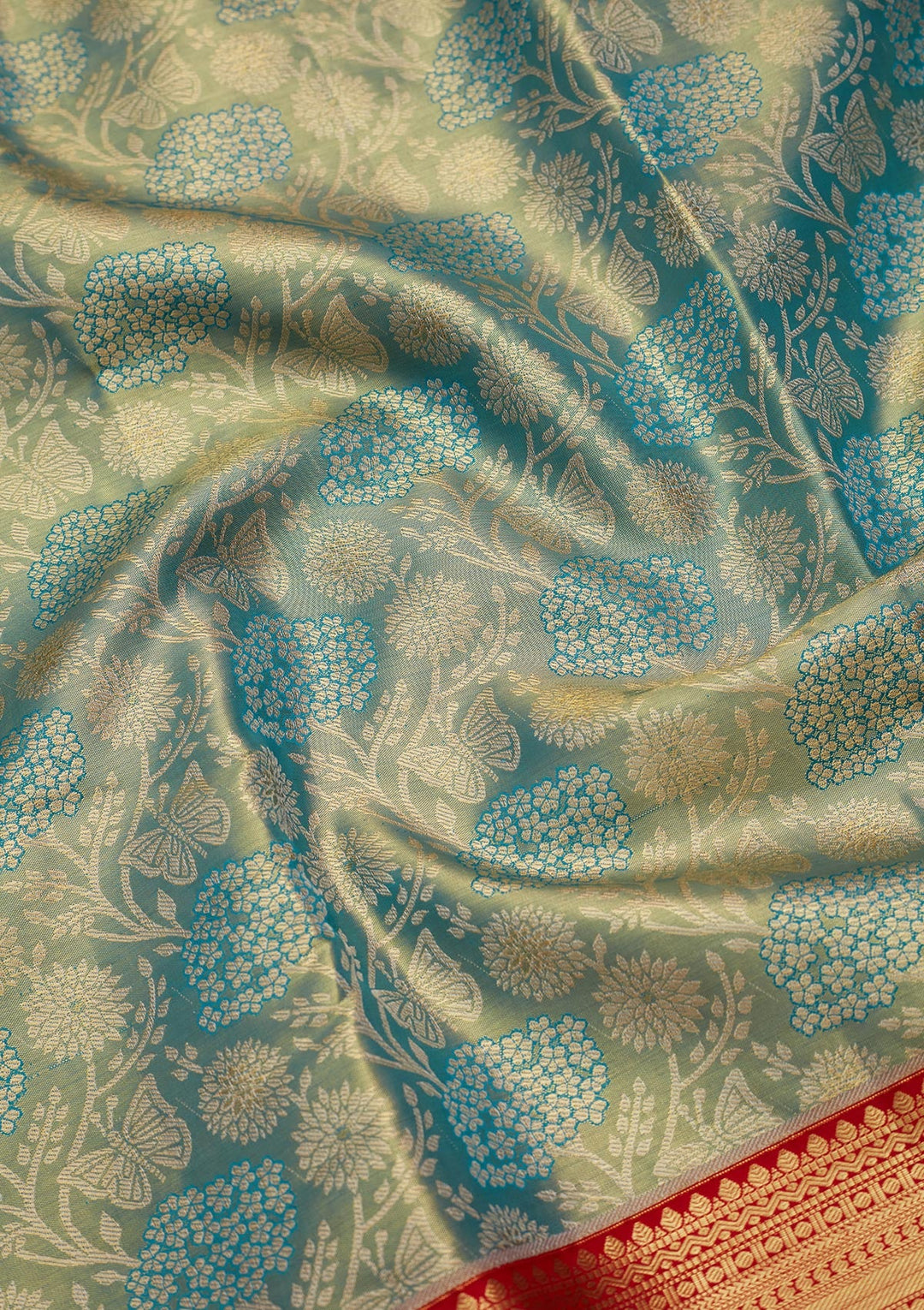 Sky Blue Zariwork Tissue Silk Saree-Koskii