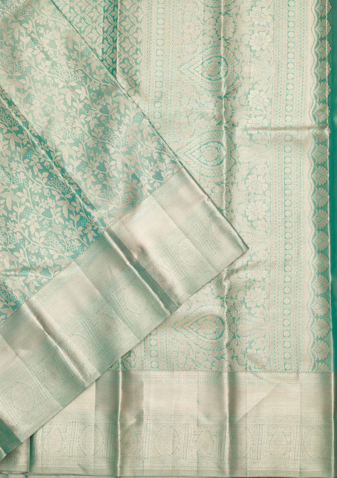 Leaf Green Zariwork Tissue Silk Saree-Koskii