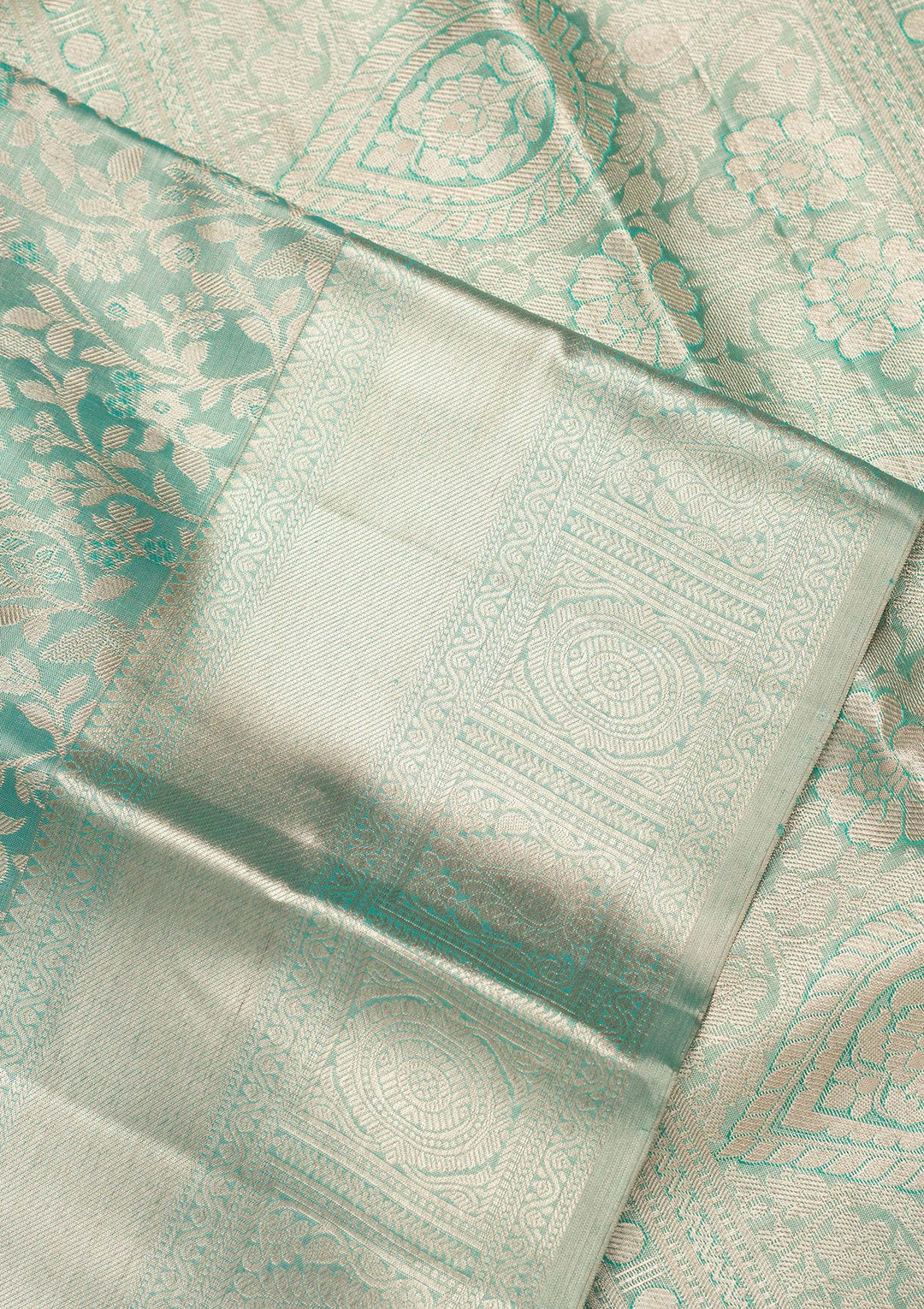 Leaf Green Zariwork Tissue Silk Saree-Koskii