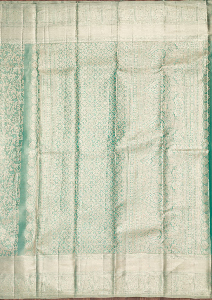 Leaf Green Zariwork Tissue Silk Saree-Koskii