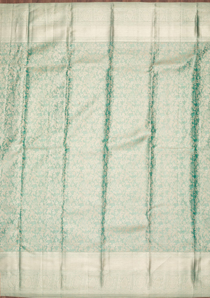 Leaf Green Zariwork Tissue Silk Saree-Koskii