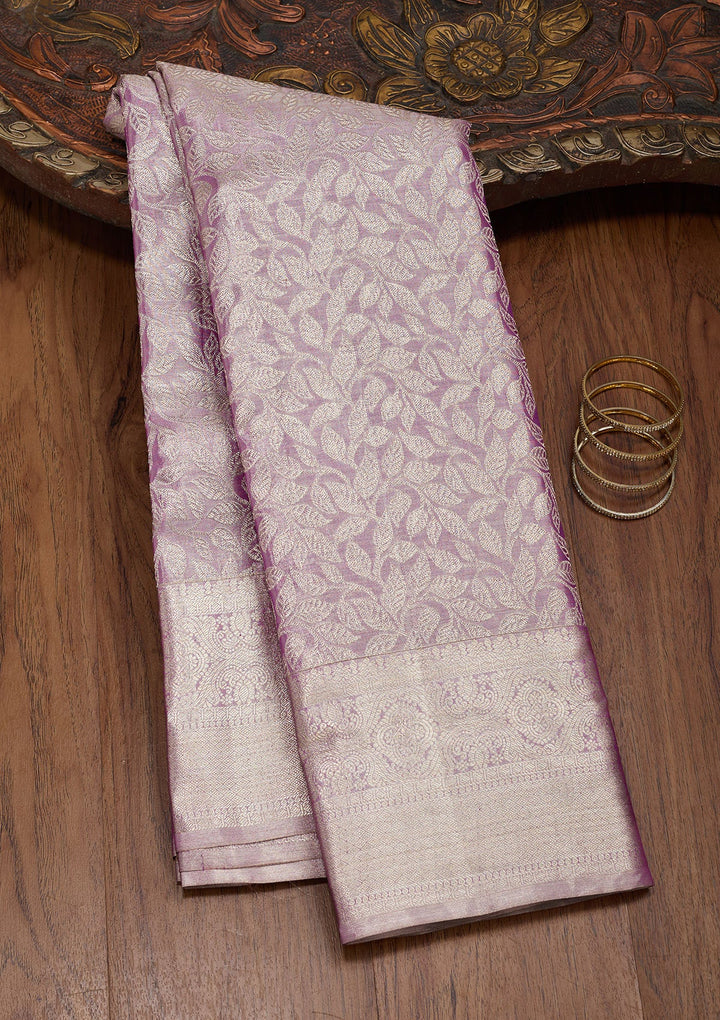 Purple Zariwork Tissue Silk Saree-Koskii