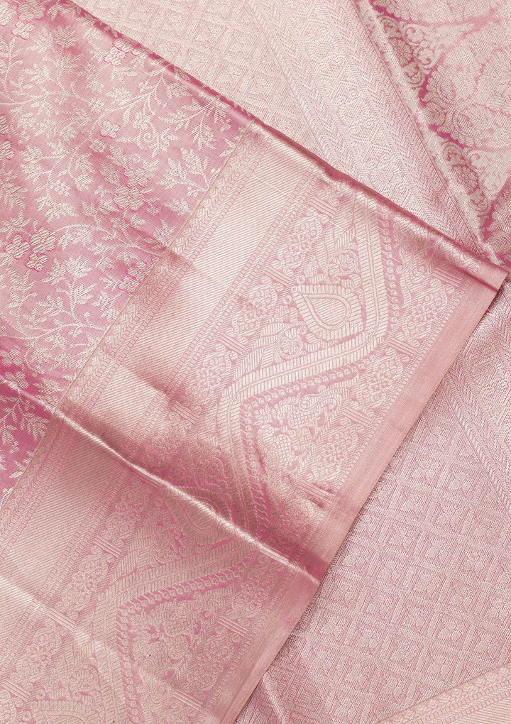 Pink Zariwork Tissue Silk Saree-Koskii