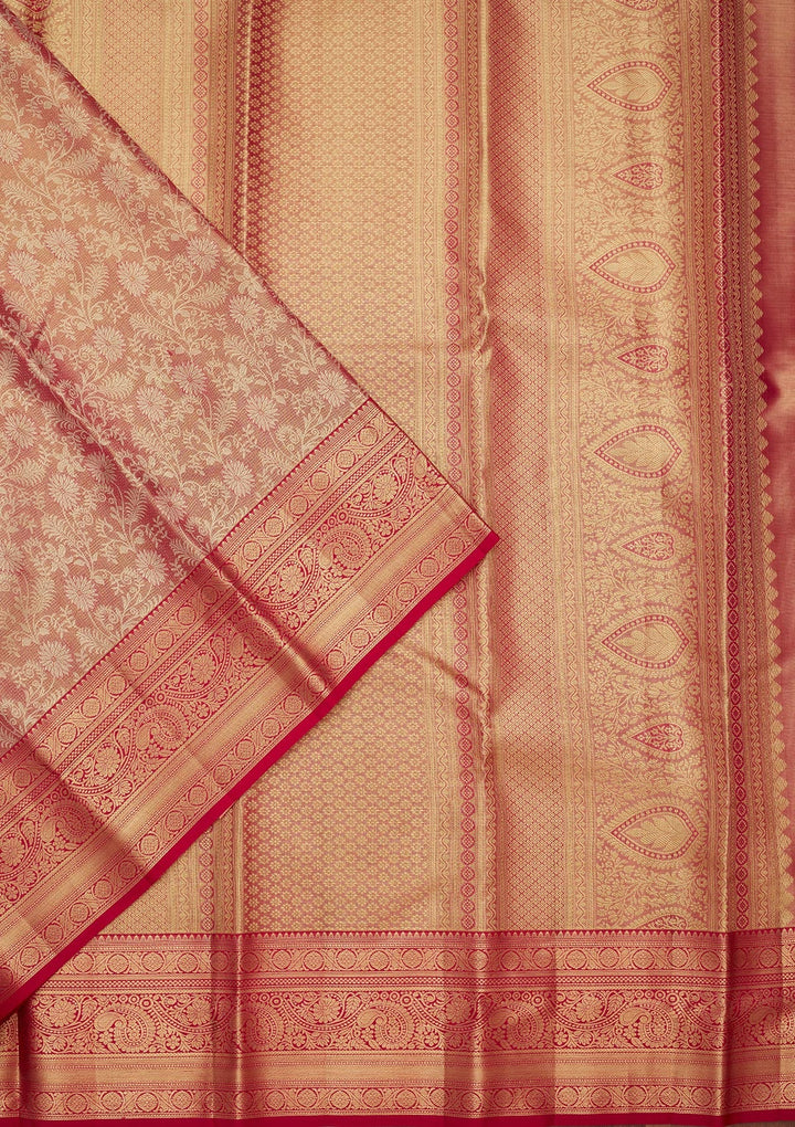 Pink Zariwork Tissue Silk Saree-Koskii