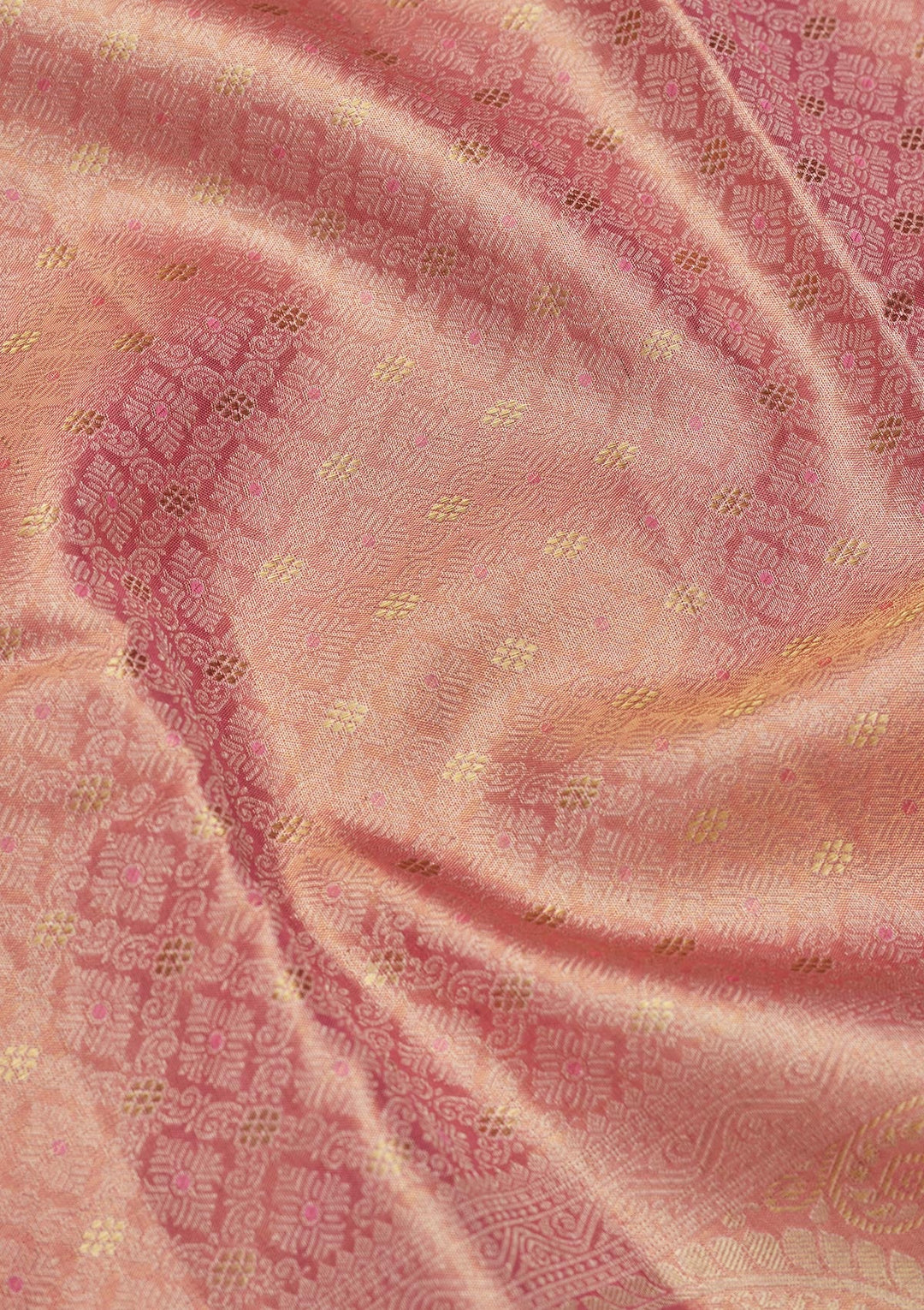 Onion Pink Zariwork Tissue Silk Saree-Koskii