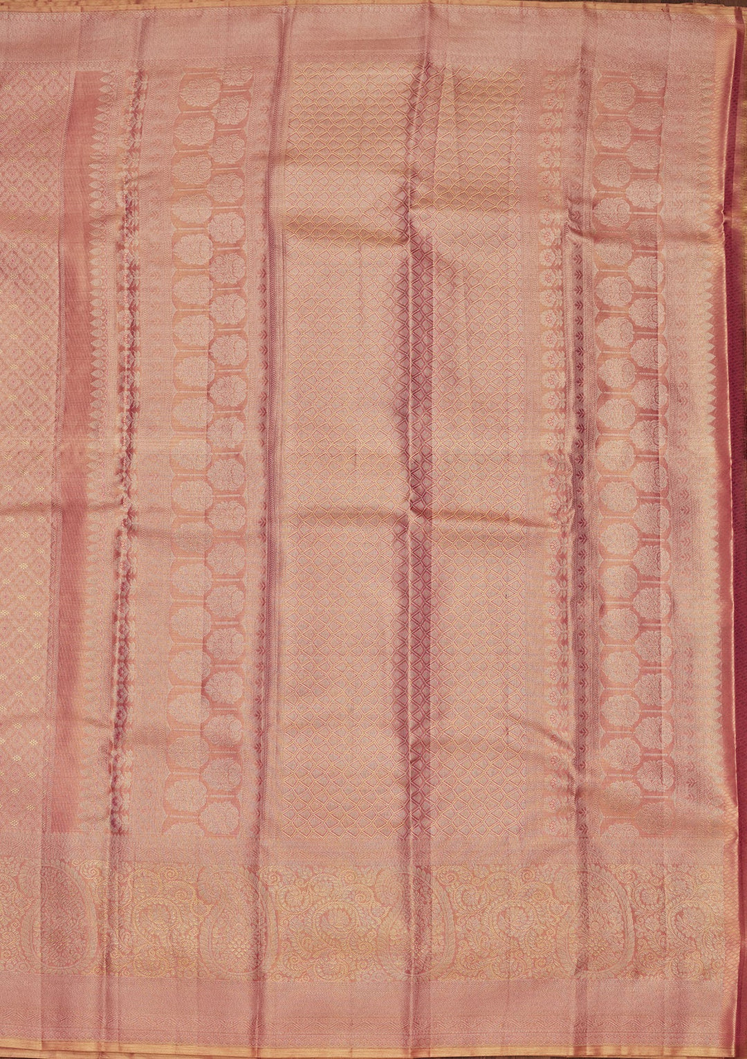 Onion Pink Zariwork Tissue Silk Saree-Koskii