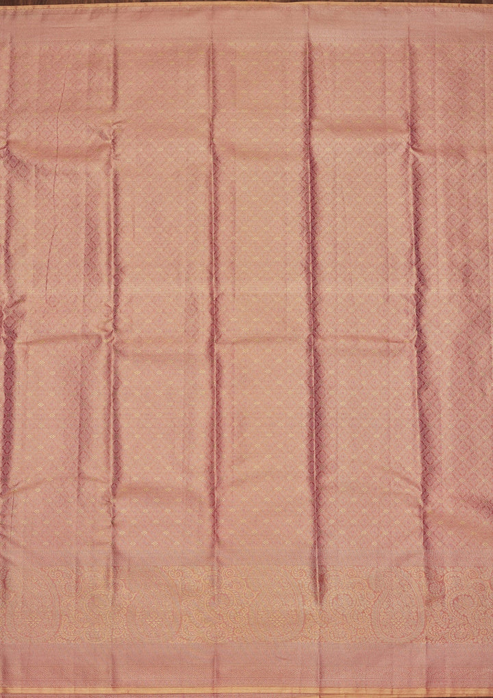 Onion Pink Zariwork Tissue Silk Saree-Koskii
