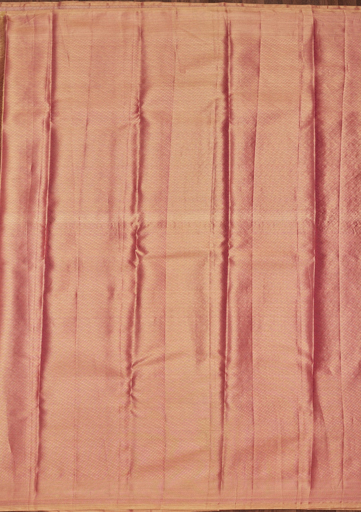 Onion Pink Zariwork Tissue Silk Saree-Koskii