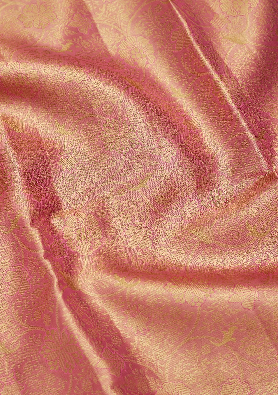 Onion Pink Zariwork Tissue Silk Saree-Koskii