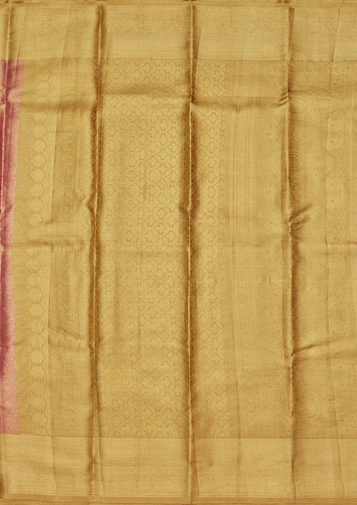 Onion Pink Zariwork Tissue Silk Saree-Koskii