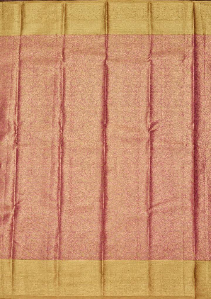 Onion Pink Zariwork Tissue Silk Saree-Koskii