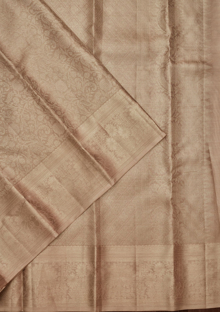 Light Grey Zariwork Tissue Silk Saree-Koskii