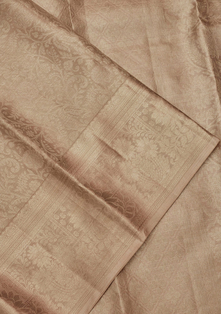 Light Grey Zariwork Tissue Silk Saree-Koskii