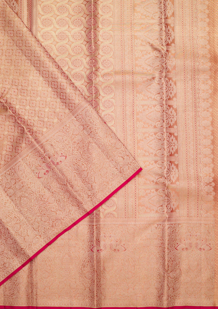 Light Brown Zariwork Tissue Silk Saree-Koskii
