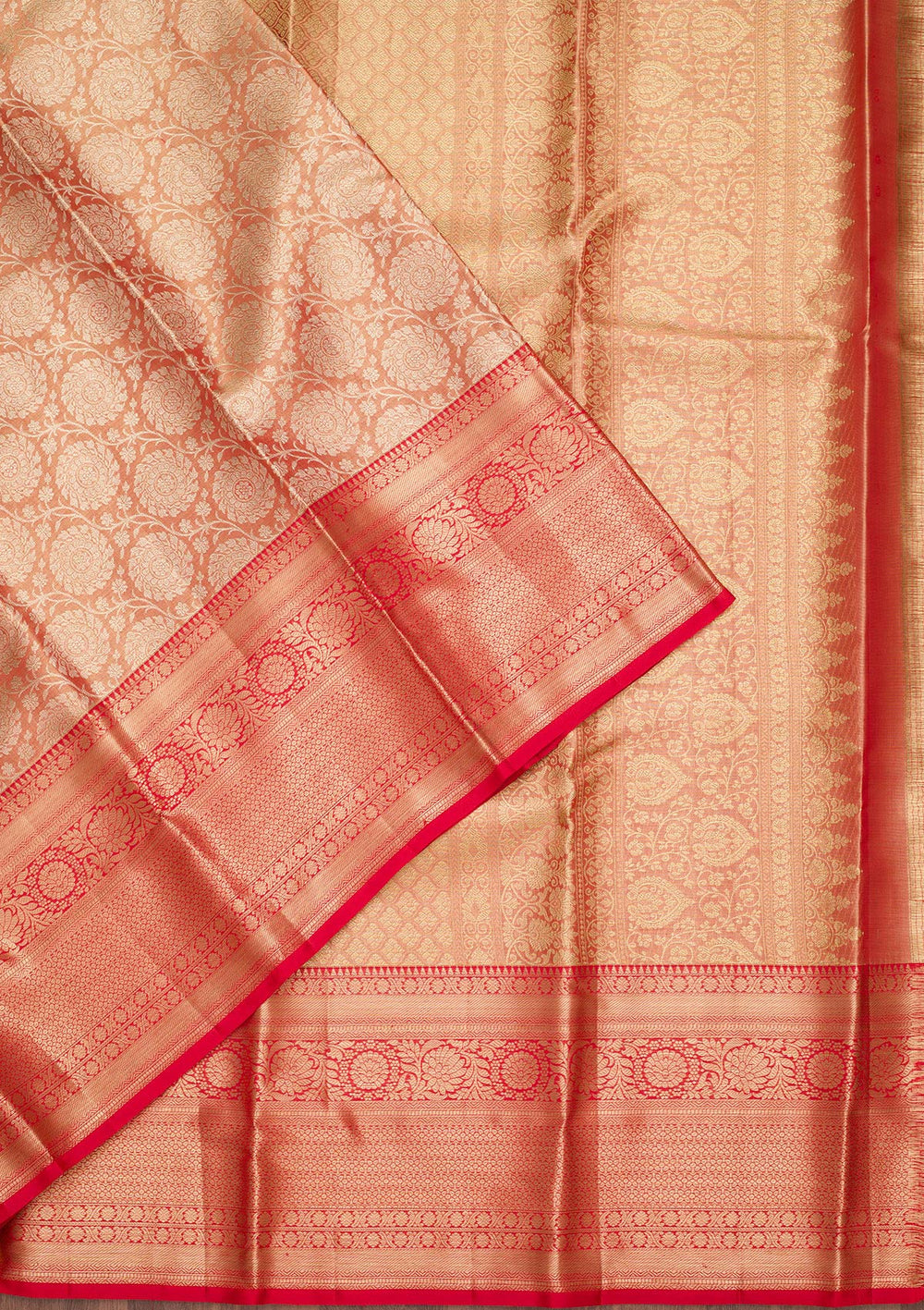 Red Zariwork Tissue Silk Saree-Koskii